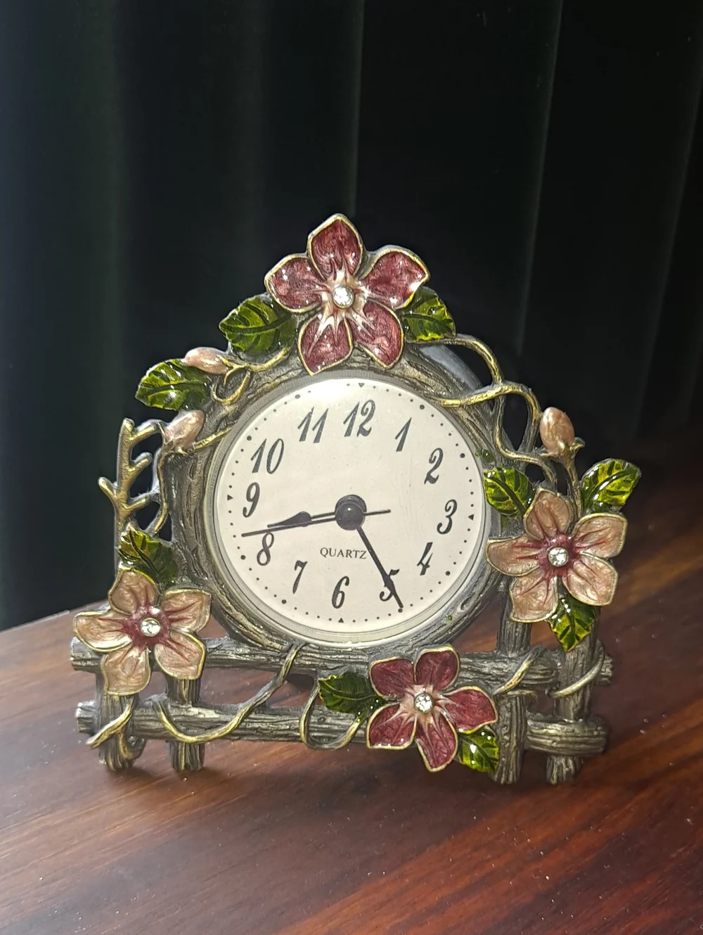 Floral Resin Quartz Wall Clock - Pink and Green